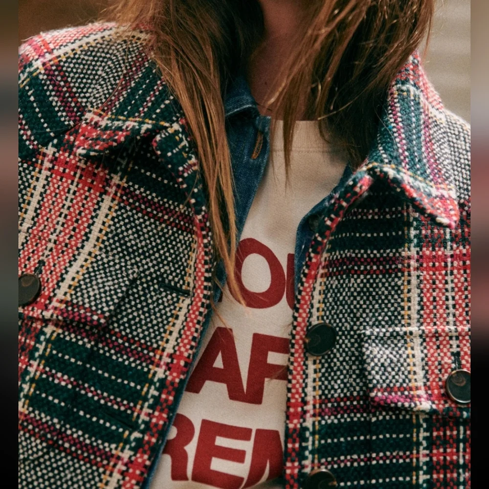 Sezane Izaac Plaid Mid-Length Coat - Picture 2 of 4
